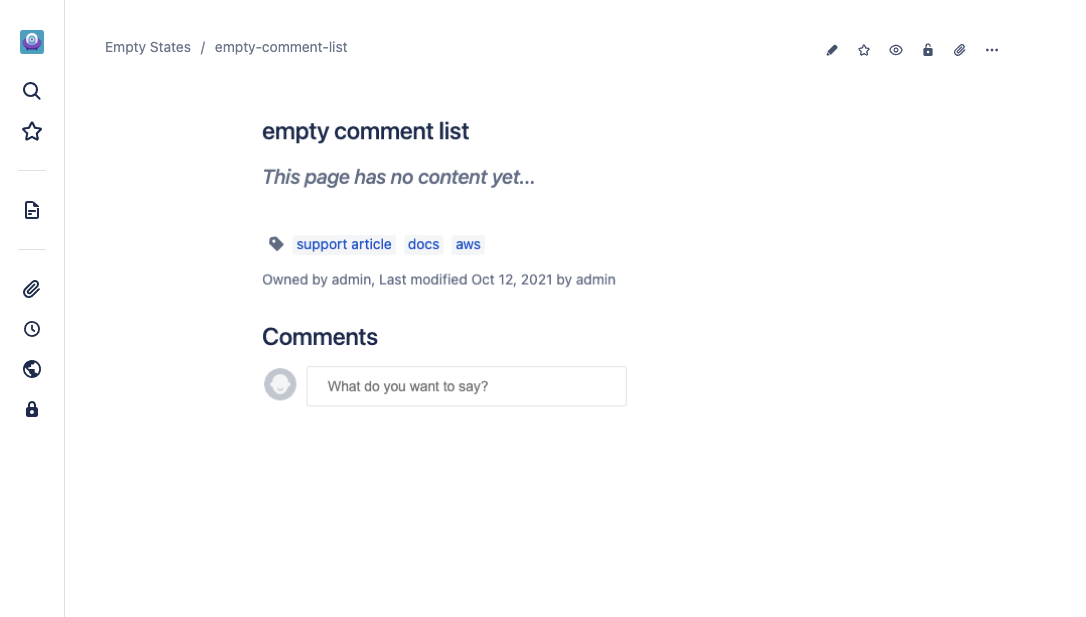 page with empty comments section