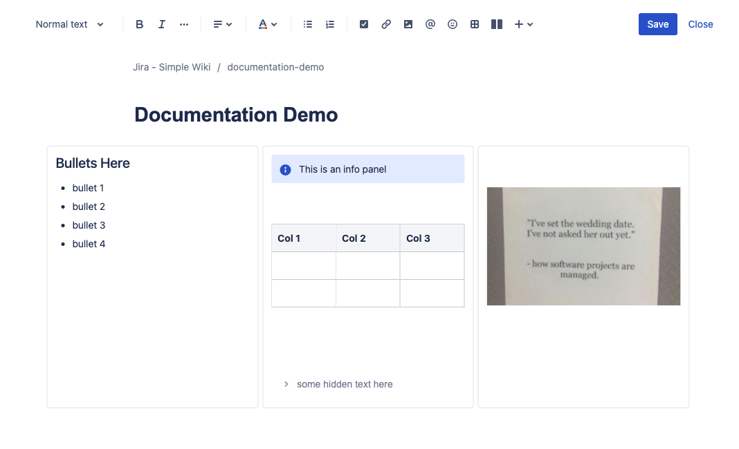 column macro with content