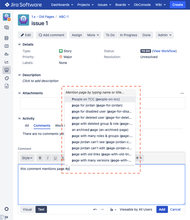 page mention typeahead