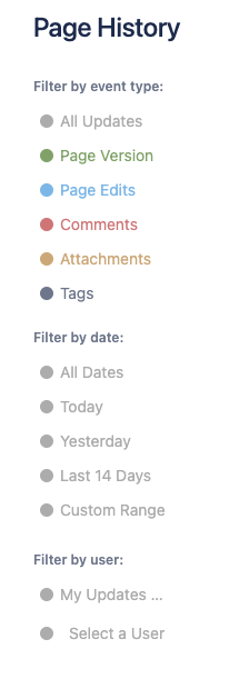 page history filter sidebar
